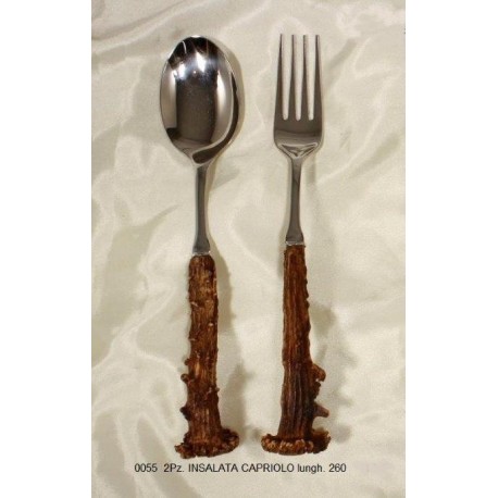 Posate da tavola con manico in corno di capriolo - INSALATA